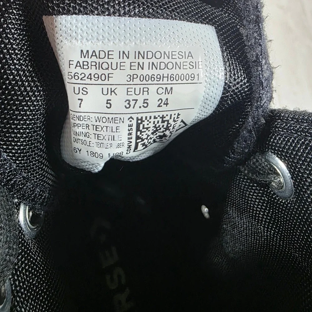 Converse Chuck Taylor All Star Hi Black‎ Woven Textile Sneakers 562490F Womens 7